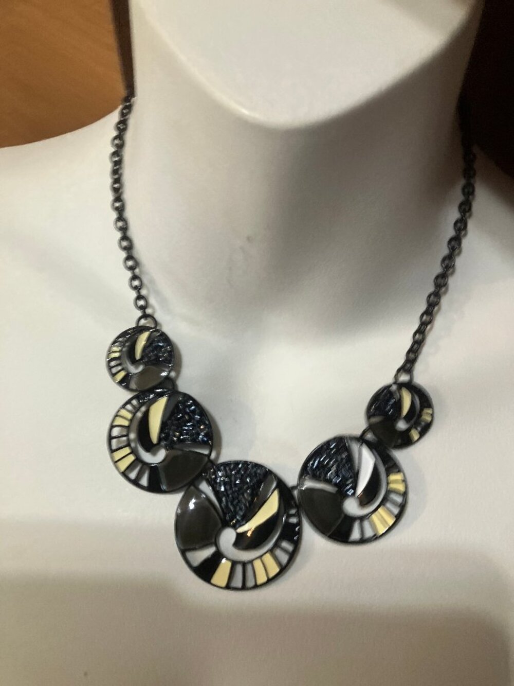 necklace vintage paris enamel deco collar